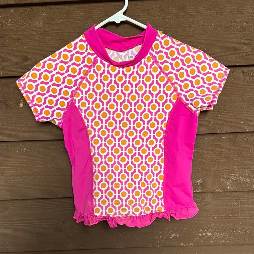 Garnet Hill Pink and Orange Rashguard Swim Top